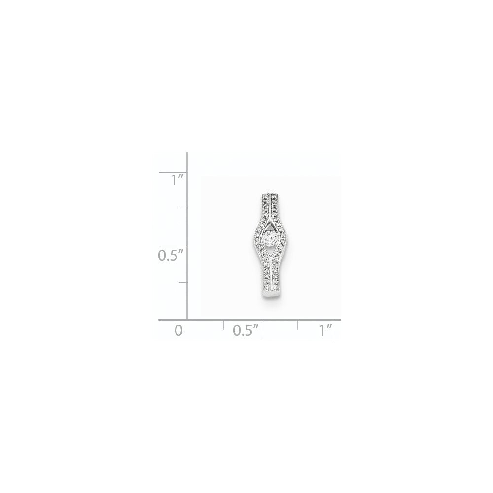 14K Weißgold Gleitanhänger mit poliertem echtem Diamant und Kette