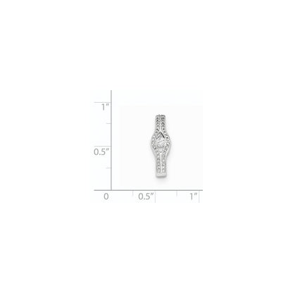14K Weißgold Gleitanhänger mit poliertem echtem Diamant und Kette