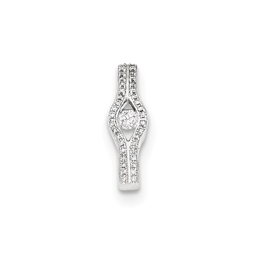 14K Weißgold Gleitanhänger mit poliertem echtem Diamant und Kette