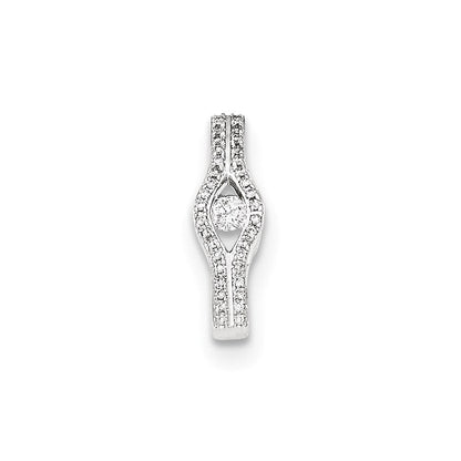 14K Weißgold Gleitanhänger mit poliertem echtem Diamant und Kette