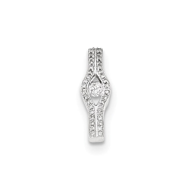 14K Weißgold Gleitanhänger mit poliertem echtem Diamant und Kette