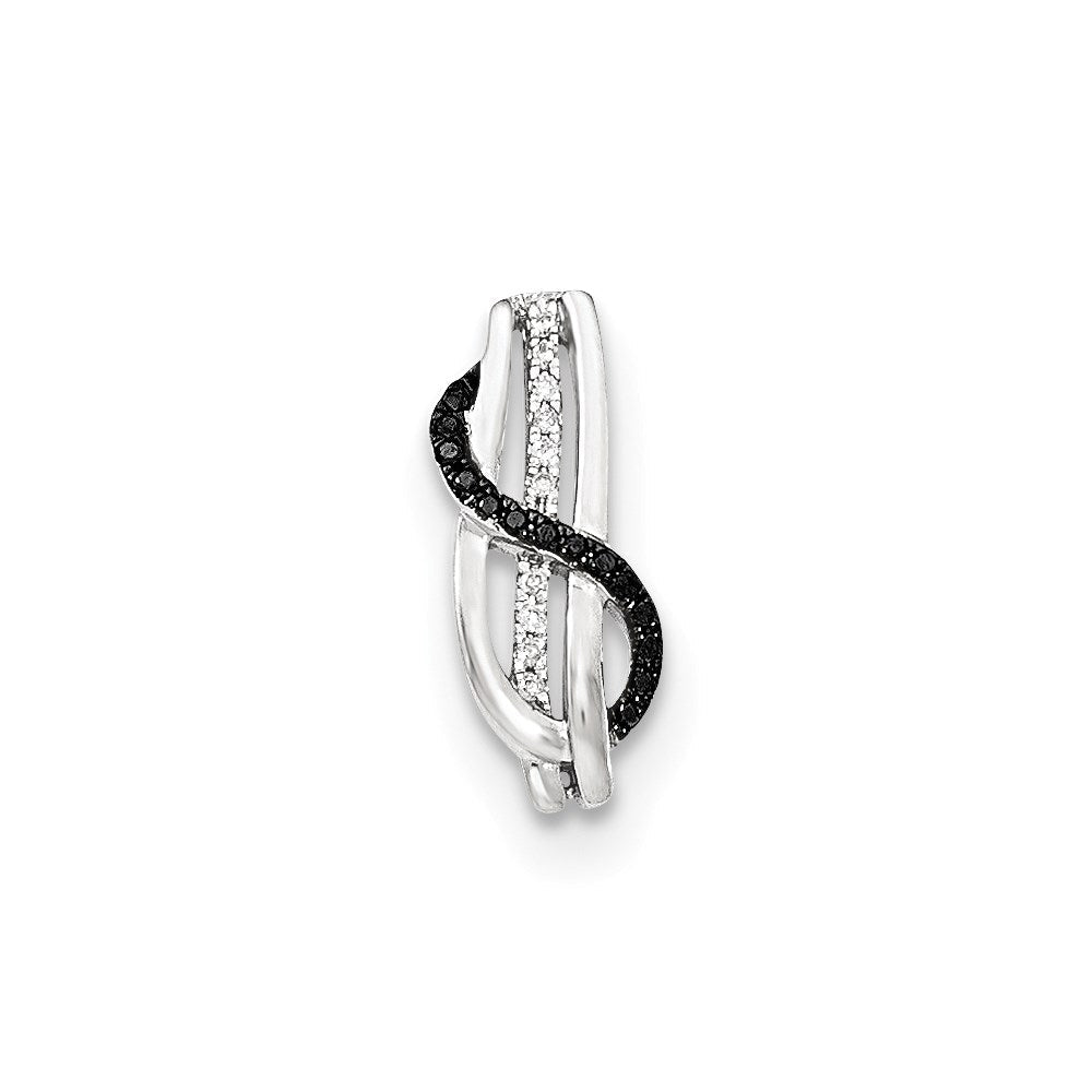 14K Weißgold Gleitanhänger mit schwarzen und weißen echten Diamanten