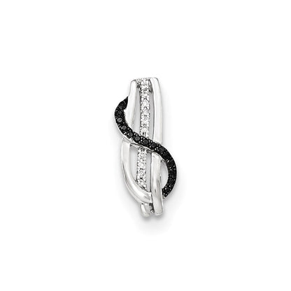 14K Weißgold Gleitanhänger mit schwarzen und weißen echten Diamanten