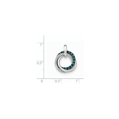 14K Weißgold Blaue & Weiße Diamant-Anhänger mit ineinandergreifenden Kreisen