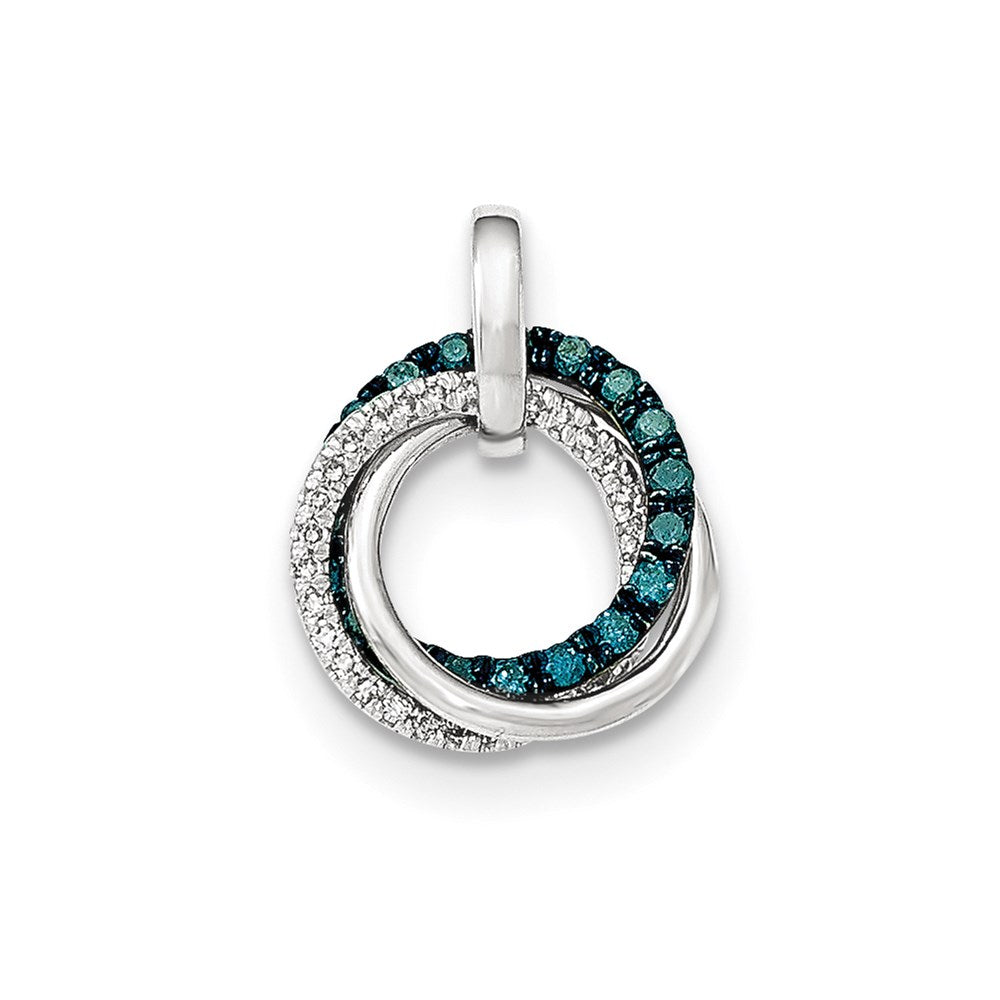 14K Weißgold Blaue & Weiße Diamant-Anhänger mit ineinandergreifenden Kreisen