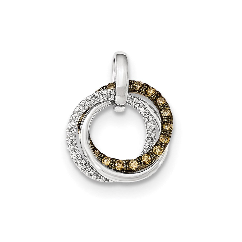 14K Weißgold Champagner- und Weißdiamant-Anhänger mit Kreisen