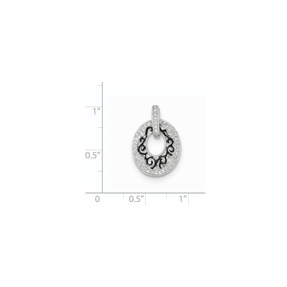 14K Weißgold mit polierter Schwarzrhodinierung Echtdiamant-Anhänger
