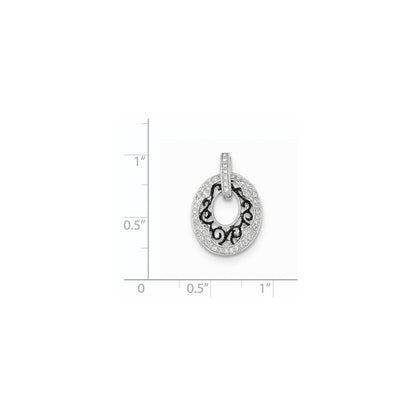 14K Weißgold mit polierter Schwarzrhodinierung Echtdiamant-Anhänger