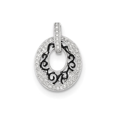14K Weißgold mit polierter Schwarzrhodinierung Echtdiamant-Anhänger