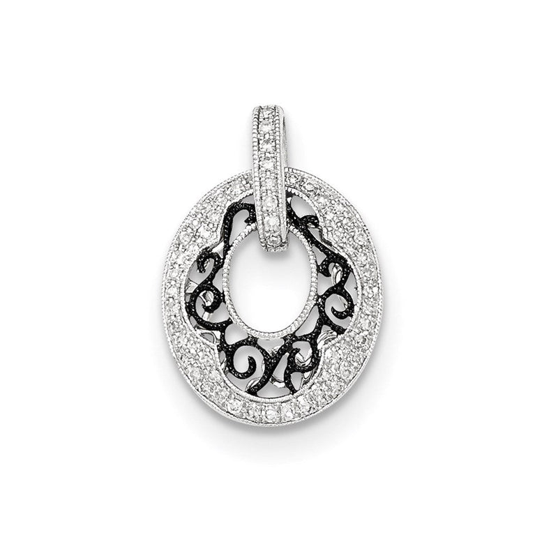 14K Weißgold mit polierter Schwarzrhodinierung Echtdiamant-Anhänger