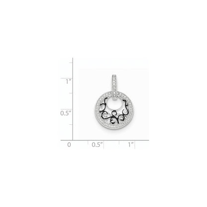 Polierter Anhänger aus 14K Weißgold mit Schwarzrhodinierung und echtem Diamant