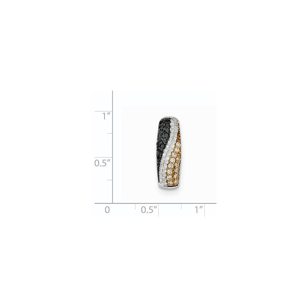 14K Weißgold-Anhänger mit schwarzen, champagnerfarbenen und weißen Diamanten