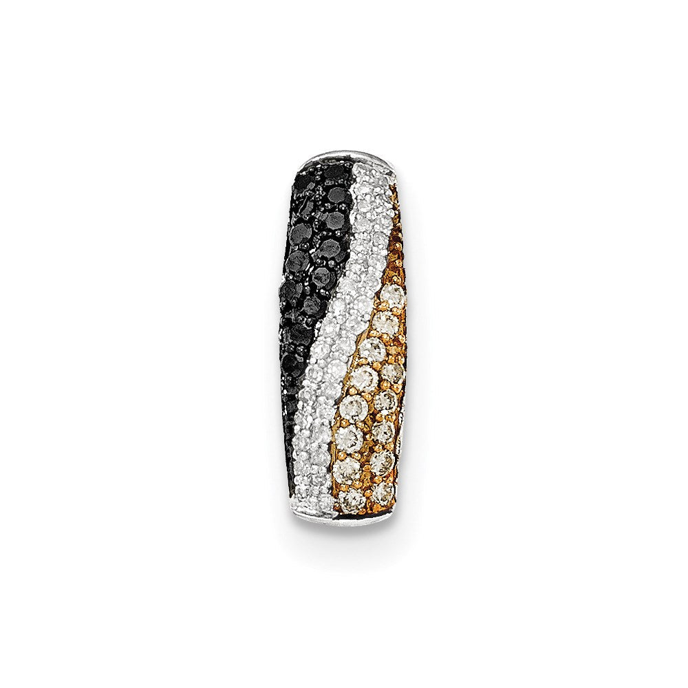 14K Weißgold-Anhänger mit schwarzen, champagnerfarbenen und weißen Diamanten