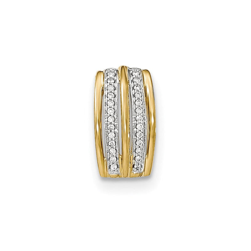 14K Gelbgold Echt-Diamant-Pavé-Gleitanhänger