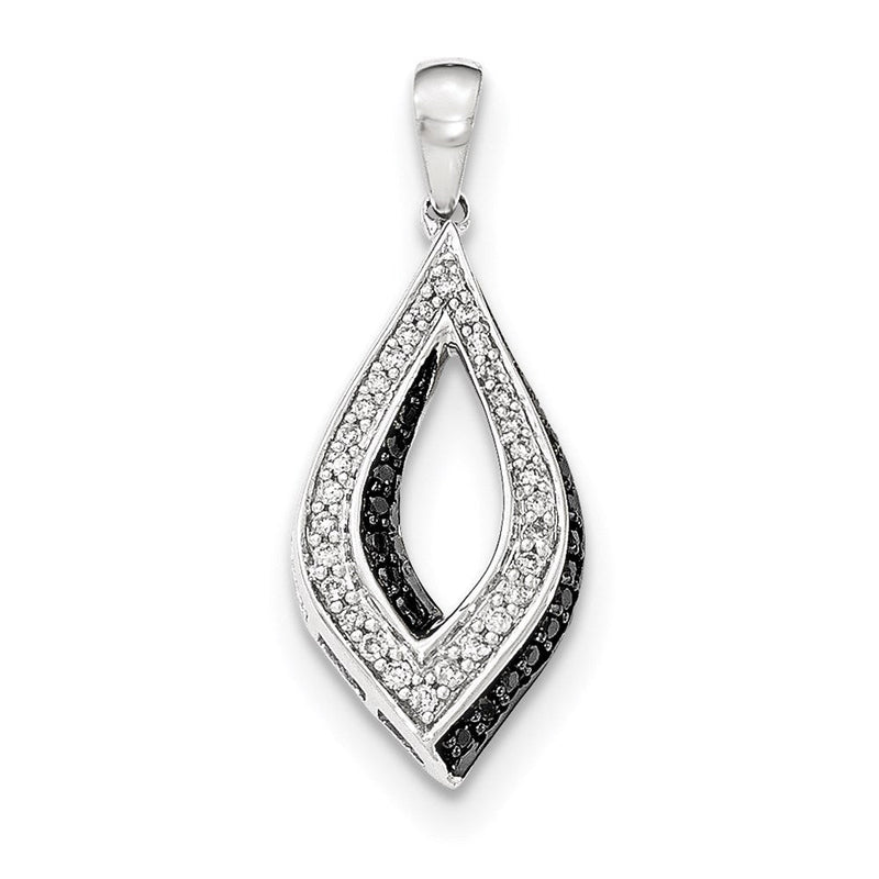 14K Weißgold Schwarz-Weiß Echtdiamant-Anhänger