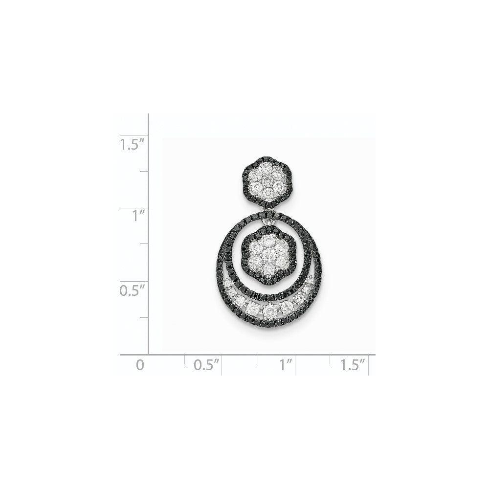 Anhänger aus 14K Weißgold mit schwarzen und weißen echten Diamanten