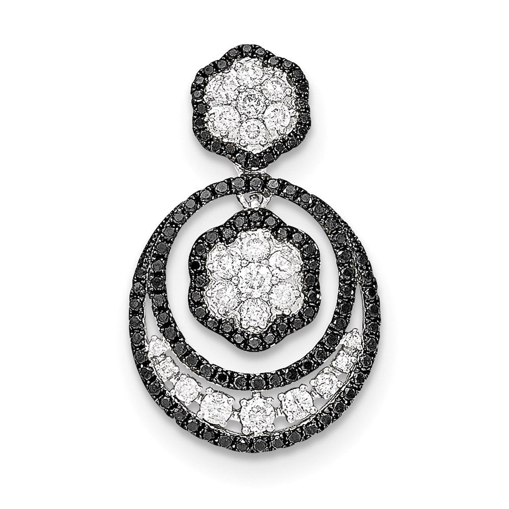 Anhänger aus 14K Weißgold mit schwarzen und weißen echten Diamanten