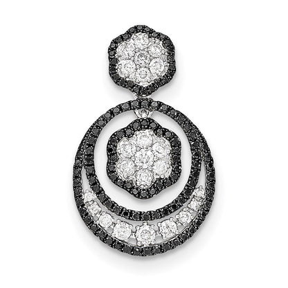 Anhänger aus 14K Weißgold mit schwarzen und weißen echten Diamanten