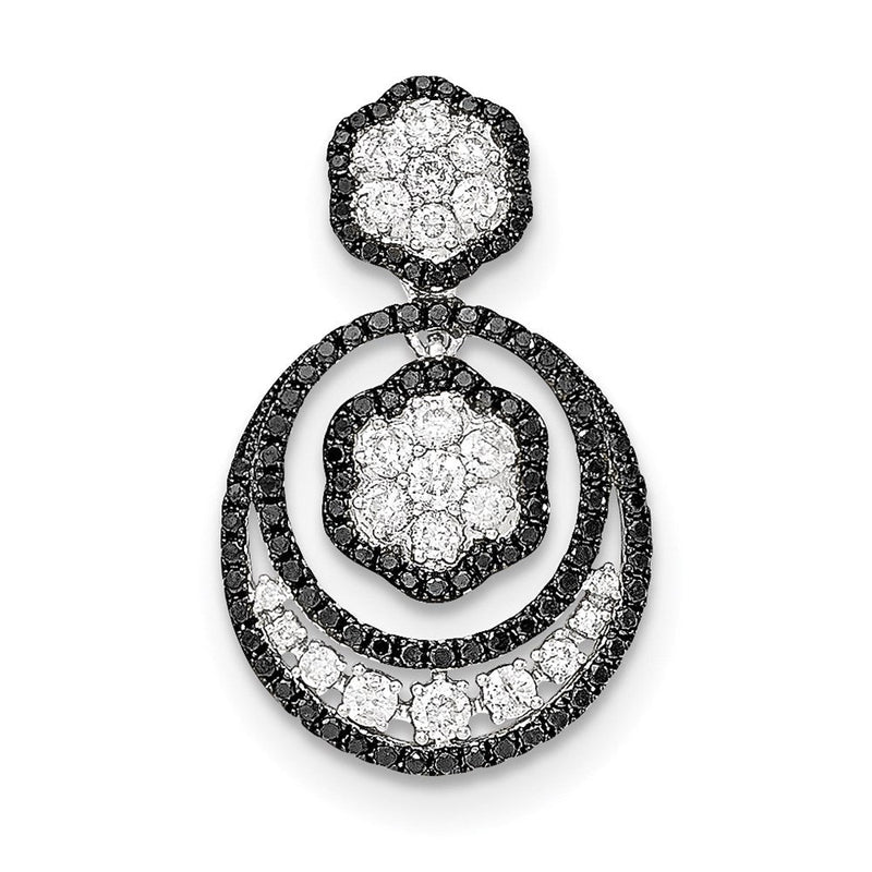Anhänger aus 14K Weißgold mit schwarzen und weißen echten Diamanten