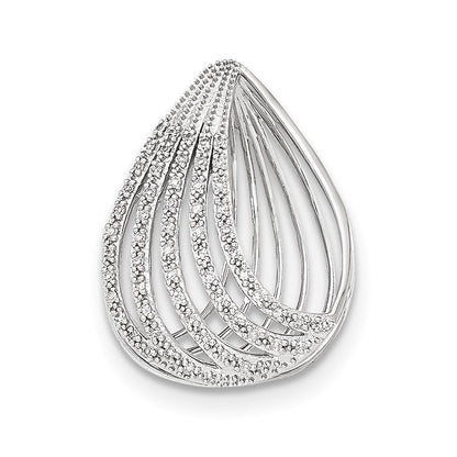14K Weißgold Offener Tropfen-Gleitanhänger mit echtem Diamant