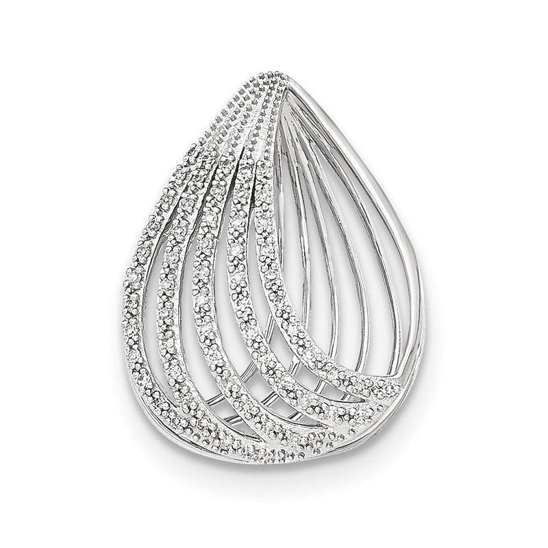 14K Weißgold Offener Tropfen-Gleitanhänger mit echtem Diamant