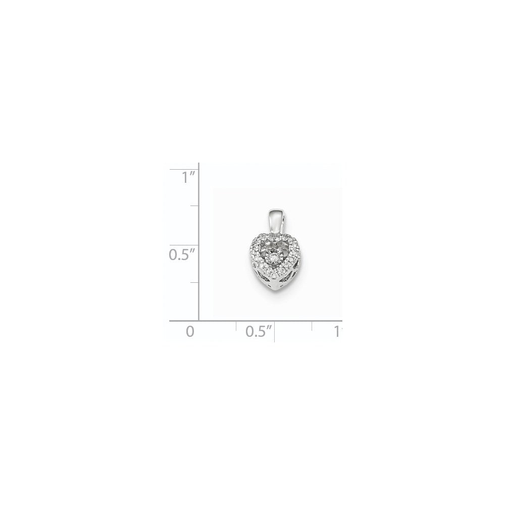 14K Weißgold Herz-Anhänger mit lebhaften echten Diamanten