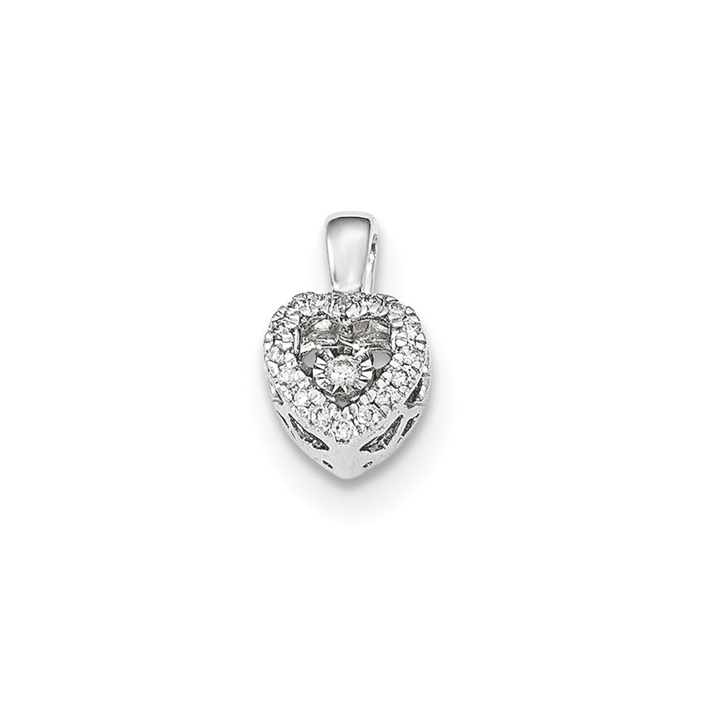 14K Weißgold Herz-Anhänger mit lebhaften echten Diamanten