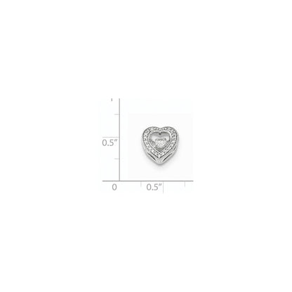 14K Weißgold Herz-Gleitanhänger mit funkelndem echten Diamant