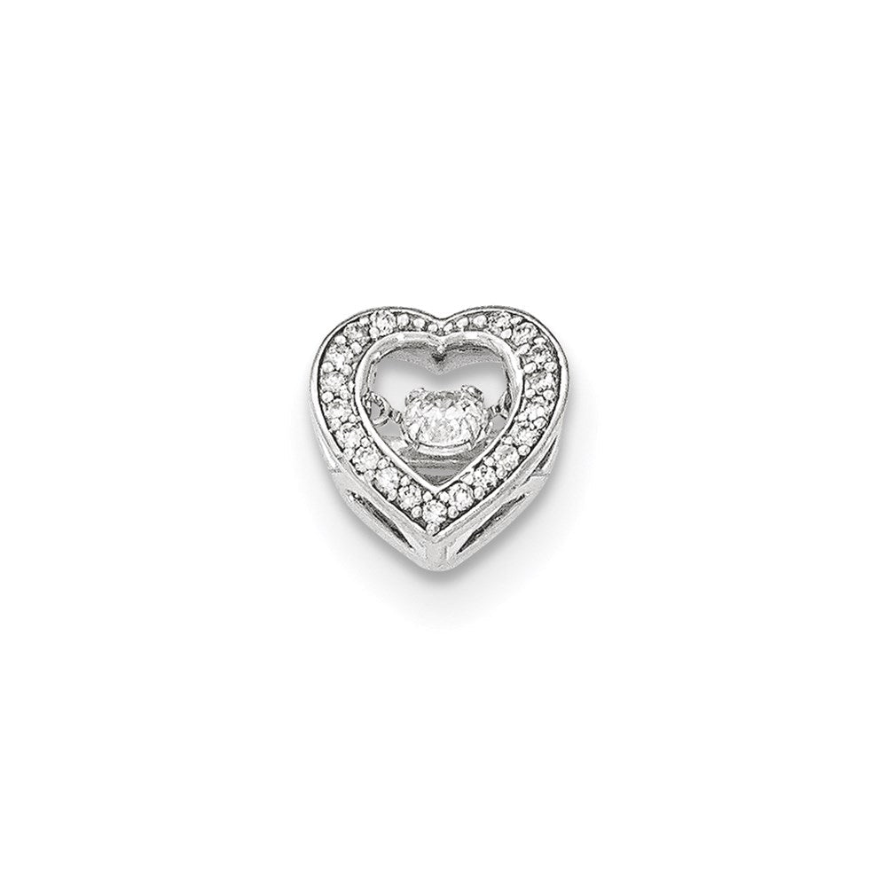 14K Weißgold Herz-Gleitanhänger mit funkelndem echten Diamant