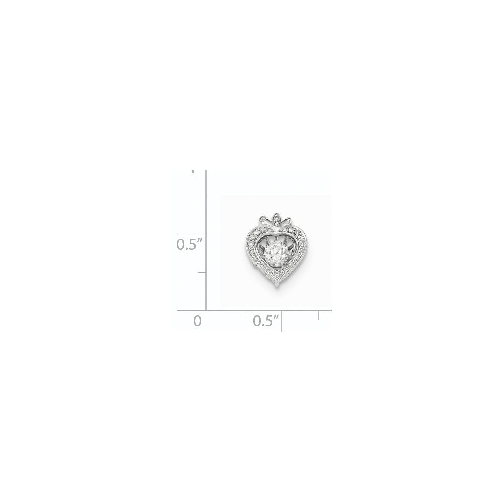 14 K Weißgold Herz-Anhänger mit echten Diamanten