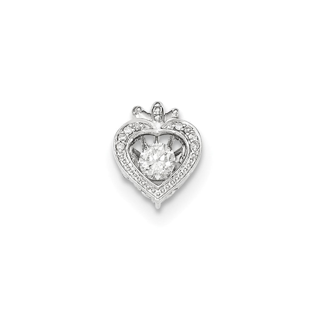 14 K Weißgold Herz-Anhänger mit echten Diamanten