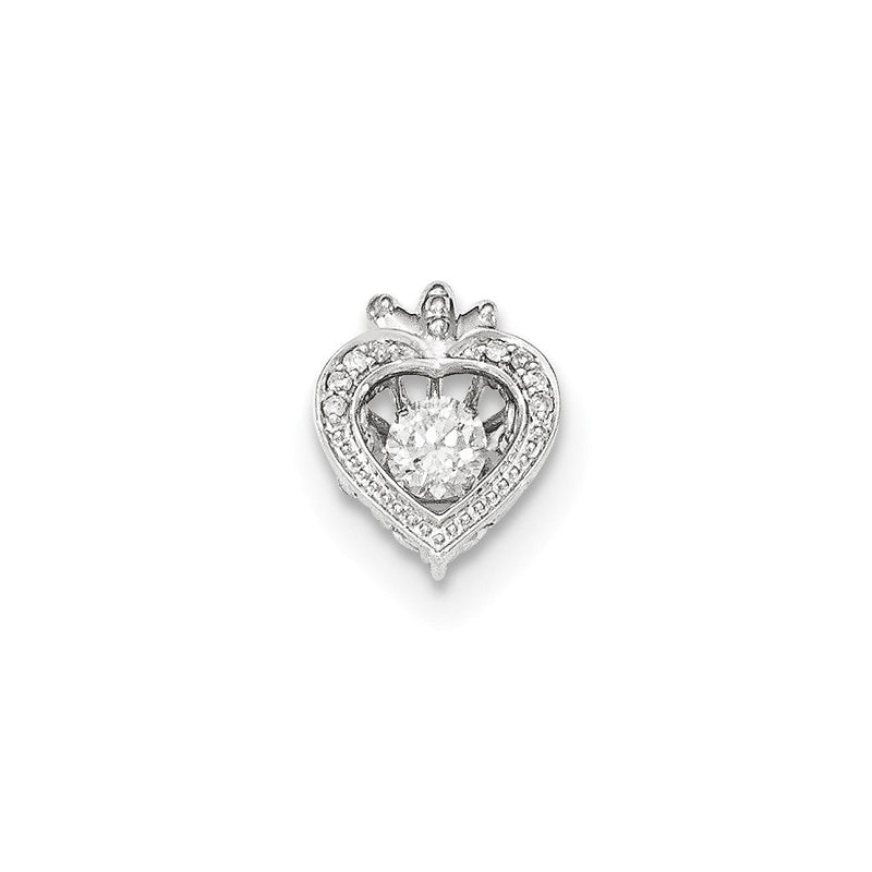 14 K Weißgold Herz-Anhänger mit echten Diamanten
