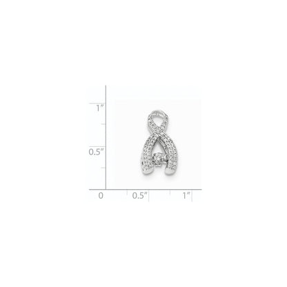 14K Weißgold Lebendiger Echter Diamant Schleifen-Ketten-Gleitanhänger