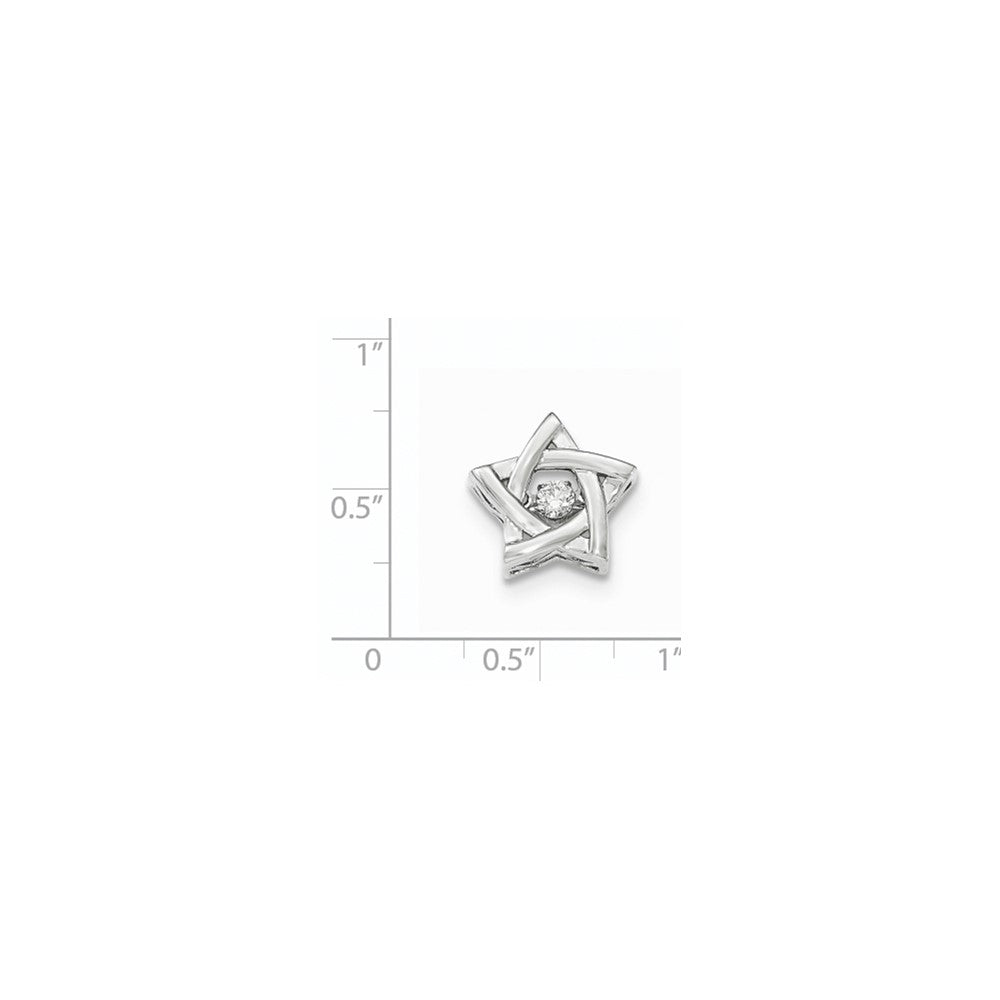 14K Weißgold Lebendiger Echter Diamant Stern Gleitanhänger