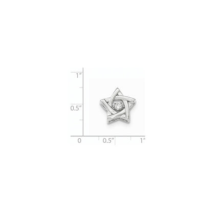 14K Weißgold Lebendiger Echter Diamant Stern Gleitanhänger
