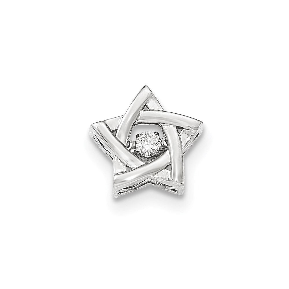 14K Weißgold Lebendiger Echter Diamant Stern Gleitanhänger