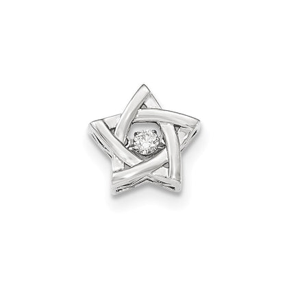14K Weißgold Lebendiger Echter Diamant Stern Gleitanhänger