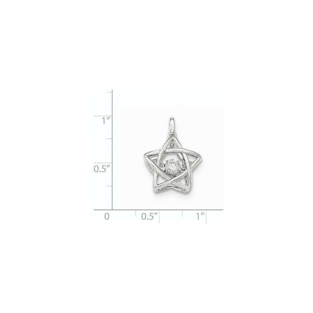 14K Weißgold Stern-Anhänger mit funkelnden echten Diamanten, poliert