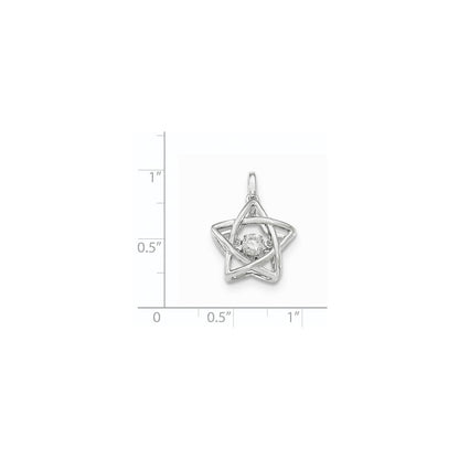 14K Weißgold Stern-Anhänger mit funkelnden echten Diamanten, poliert