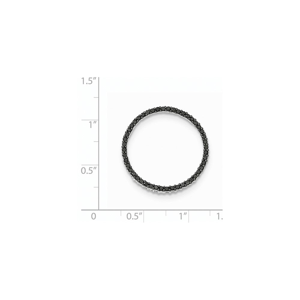 14K Weißgold Polierter Kreis-Anhänger mit echten schwarzen Diamanten