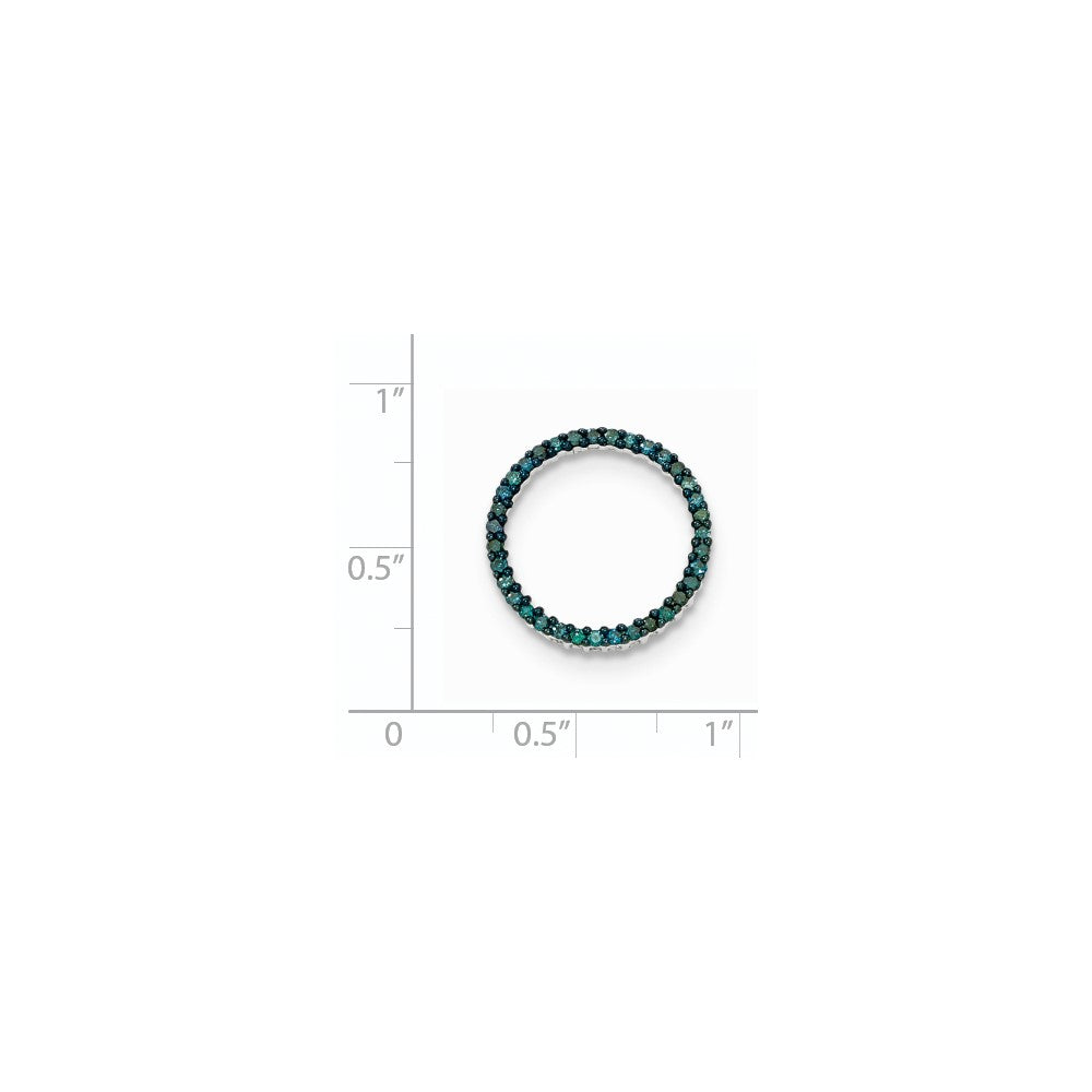 14K Weißgold Anhänger, poliert, mit blauem Diamant, rund