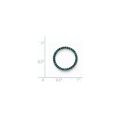 14K Weißgold Anhänger, poliert, mit blauem Diamant, rund