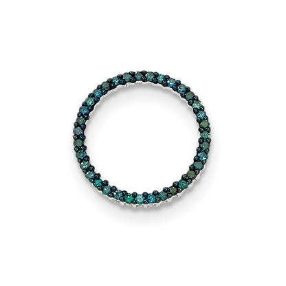 14K Weißgold Anhänger, poliert, mit blauem Diamant, rund