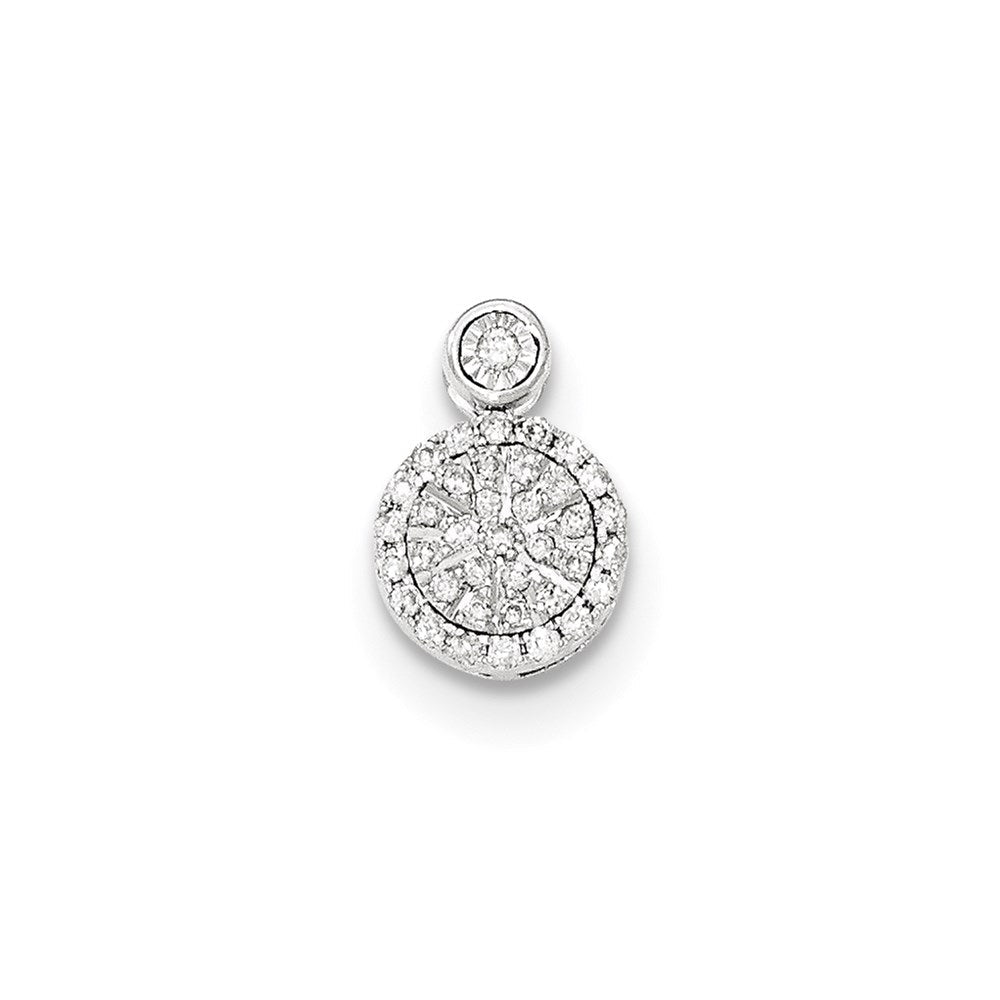 14K Weißgold Echt Diamant Rund Kette Anhänger