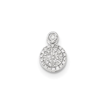 14K Weißgold Echt Diamant Rund Kette Anhänger