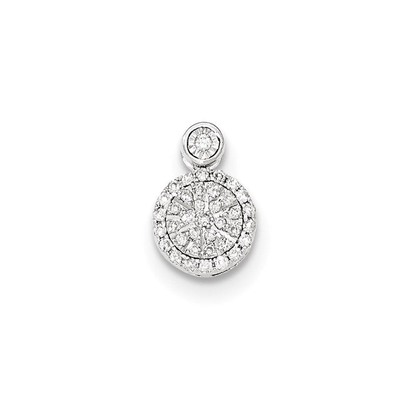 14K Weißgold Echt Diamant Rund Kette Anhänger