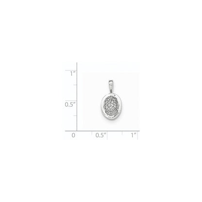 14K Weißgold Poliert Echter Diamant Oval Gewölbter Kette Gleitanhänger