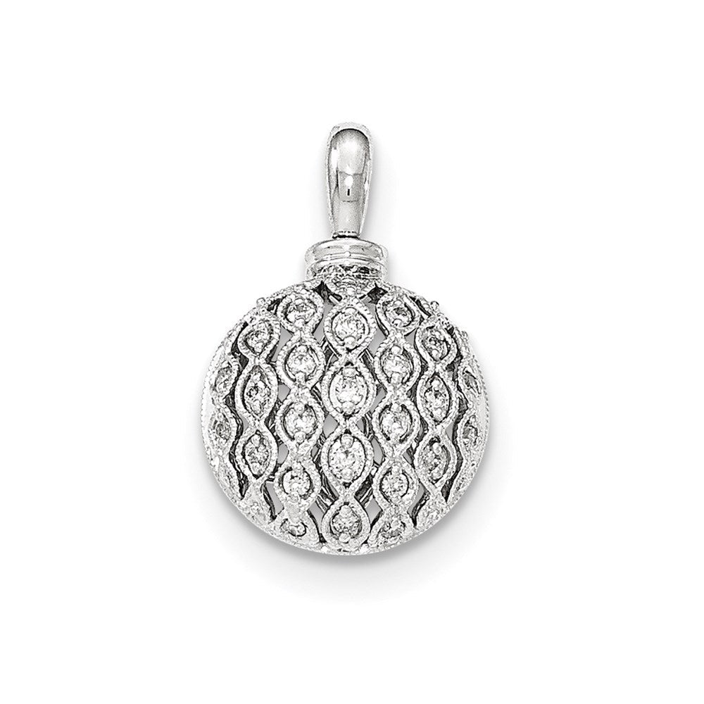 14K Weißgold Echtdiamant Durchbrochener Runder Anhänger