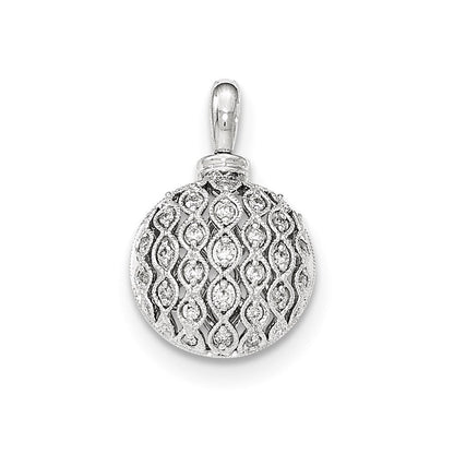 14K Weißgold Echtdiamant Durchbrochener Runder Anhänger