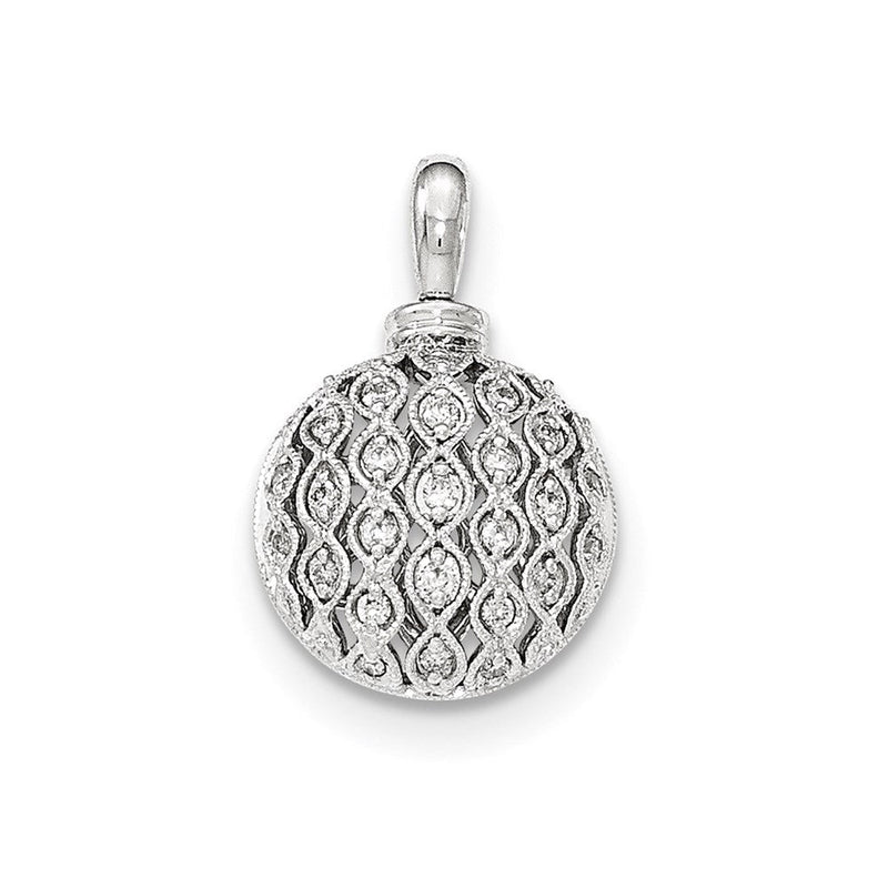 14K Weißgold Echtdiamant Durchbrochener Runder Anhänger